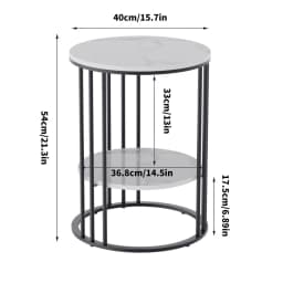 LUVODI Modern round Sofa Side Table Two-Tier Gold/Black Metal Frame End Coffee Table Nightstand with Open Space Storage
