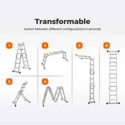 3.7M Multi Purpose Ladder Aluminium Folding Extension Adjustable Step New Fold