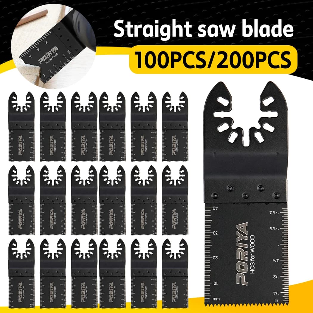 PORIYA 100/200PCS Oscillating Multi Tool Saw Blades Multi Tool Blades for Wood Plastic