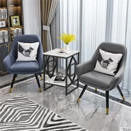 LUVODI Modern 2-Tier Coffee Side Table Modern Metal Frame Square Sofa End Tables for Living Room Storage