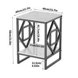 LUVODI Modern 2-Tier Coffee Side Table Modern Metal Frame Square Sofa End Tables for Living Room Storage