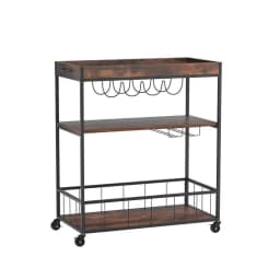 Kitchen Island Rolling Serving Cart with Storage Shelves and Adjustable Drop Leaf for Dining Room Kitchen Utility Wagon on Wheels