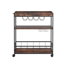 Kitchen Island Rolling Serving Cart with Storage Shelves and Adjustable Drop Leaf for Dining Room Kitchen Utility Wagon on Wheels