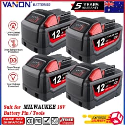 1/2/4Pcs 12.0Ah M18 Replace for Milwaukee 18V 48-11-1812 48-11-1820 Li-on Battery Pin Compatible with 18Volt Cordless Power Tool