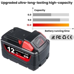 1/2/4Pcs 12.0Ah M18 Replace for Milwaukee 18V 48-11-1812 48-11-1820 Li-on Battery Pin Compatible with 18Volt Cordless Power Tool