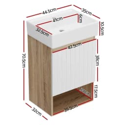 Wall Hung Bathroom Vanity Unit 445mm White Basin Cabinet Sink Storage Modern Compact Space Saving
