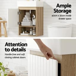 Wall Hung Bathroom Vanity Unit 445mm White Basin Cabinet Sink Storage Modern Compact Space Saving