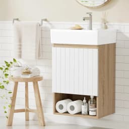 Wall Hung Bathroom Vanity Unit 445mm White Basin Cabinet Sink Storage Modern Compact Space Saving