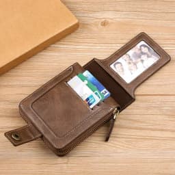 Vintage Popular Men's Short Wallets, Retro Trend, Horizontal Zipper Coin Purse, Multi-Functional Card Durable Convenient Wallets