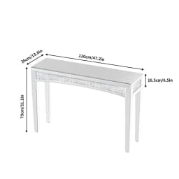 LUVODI 120cm Modern Crushed Diamond Mirrored Console Table, Silver Entryway Sofa Vanity Table for Foyer Entrance Office