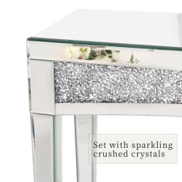 LUVODI 120cm Modern Crushed Diamond Mirrored Console Table, Silver Entryway Sofa Vanity Table for Foyer Entrance Office