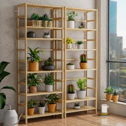 Adjustable 6-Tier Bamboo Bookshelf Free Standing Shelving Rack for Home Office Storage Organization