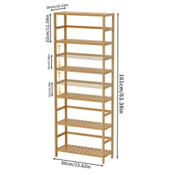 Adjustable 6-Tier Bamboo Bookshelf Free Standing Shelving Rack for Home Office Storage Organization