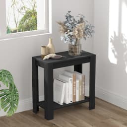 Modern Narrow Sofa Side Table with 2-Tier Open Storage | Living Room & Office End Table | Nightstand for Condos, Apartments