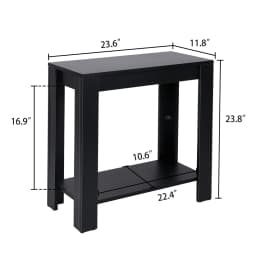 Modern Narrow Sofa Side Table with 2-Tier Open Storage | Living Room & Office End Table | Nightstand for Condos, Apartments