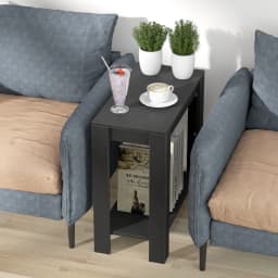 Modern Narrow Sofa Side Table with 2-Tier Open Storage | Living Room & Office End Table | Nightstand for Condos, Apartments