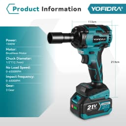 YOFIDRA 1000N.m Brushless Electric Impact Wrench 3 Gears 1/2 inch Cordless Efficient Electric Screwdriver For Makita Battery Pin