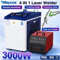 3000W Handheld Laser Welder Raycus 4 in 1 Laser Welding Cleaning Cutting Machine for all Metal with Dual Wire Feeder Machine 2000W 1500W