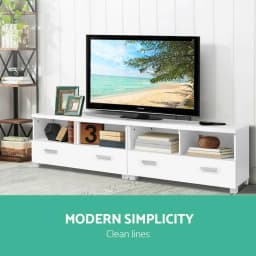 180cm White TV Cabinet Entertainment Unit Modern Storage Console for Living Room Media Stand Low Profile Wide TV Rack