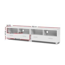 180cm White TV Cabinet Entertainment Unit Modern Storage Console for Living Room Media Stand Low Profile Wide TV Rack