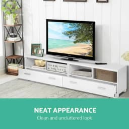 180cm White TV Cabinet Entertainment Unit Modern Storage Console for Living Room Media Stand Low Profile Wide TV Rack