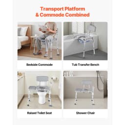 SucceBuy 500 lbs 4-in-1 Bedside Commode Chair with Padded Seat and Backrest Detachable 5L Bucket Adjustable Height for Seniors