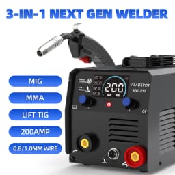Viladepot 3-in-1 Welding Machine MIG200 No Gas Flux-cored Wire/Lift TIG/MMA 200A 220V MIG Welder Digital Display
