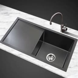 Kitchen Sink 75x45cm Stainless Steel Single Bowl Black Undermount Basin Modern Kitchen Wash Sink