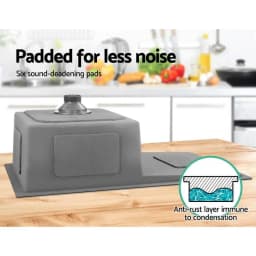 Kitchen Sink 75x45cm Stainless Steel Single Bowl Black Undermount Basin Modern Kitchen Wash Sink