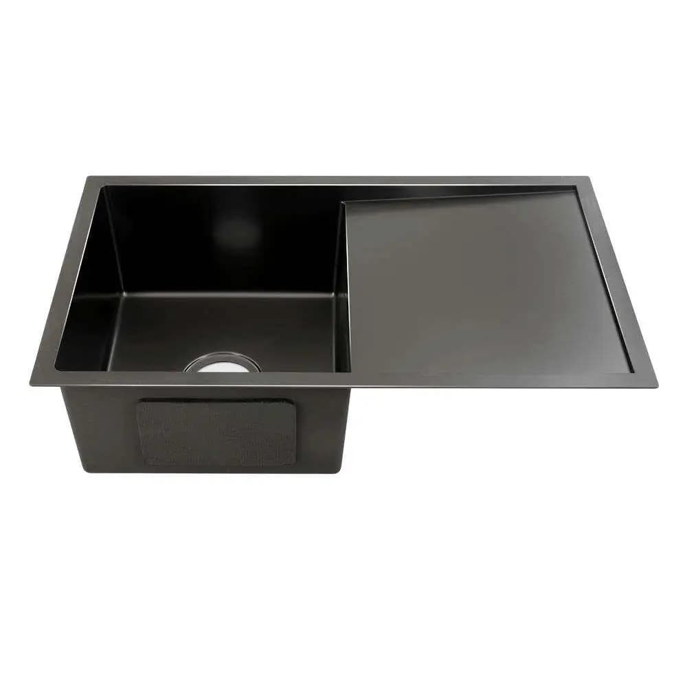 Kitchen Sink 75x45cm Stainless Steel Single Bowl Black Undermount Basin Modern Kitchen Wash Sink