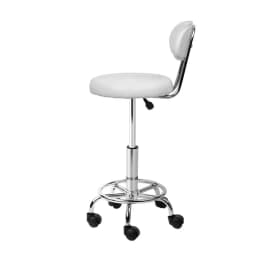 Adjustable White Salon Stool Swivel Chair with Backrest for Beauty Spa Workstation