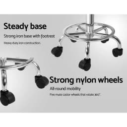 Adjustable White Salon Stool Swivel Chair with Backrest for Beauty Spa Workstation