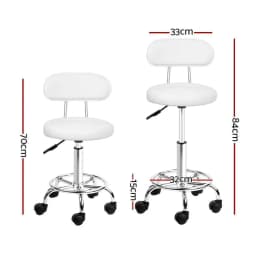 Adjustable White Salon Stool Swivel Chair with Backrest for Beauty Spa Workstation