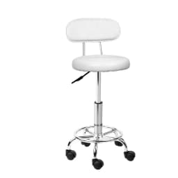 Adjustable White Salon Stool Swivel Chair with Backrest for Beauty Spa Workstation