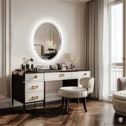 LUVODI 60x80cm Modern Oval LED Backlit Bathroom Mirror Wall Mounted Dressing Mirror with Demister for Home Hotel Salon Decorative Beauty
