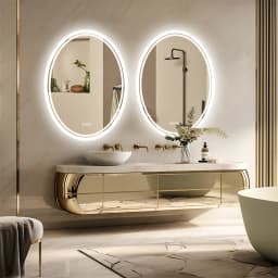 LUVODI 60x80cm Modern Oval LED Backlit Bathroom Mirror Wall Mounted Dressing Mirror with Demister for Home Hotel Salon Decorative Beauty