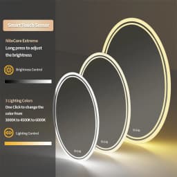 LUVODI 60x80cm Modern Oval LED Backlit Bathroom Mirror Wall Mounted Dressing Mirror with Demister for Home Hotel Salon Decorative Beauty