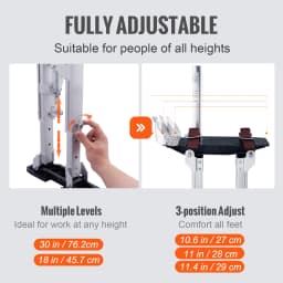 SucceBuy Drywall Stilts 18''/36''Adjustable Aluminum Tool Stilts, with Protective Knee Pads Non-Slip Work Stilts for Home
