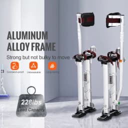 SucceBuy Drywall Stilts 18''/36''Adjustable Aluminum Tool Stilts, with Protective Knee Pads Non-Slip Work Stilts for Home