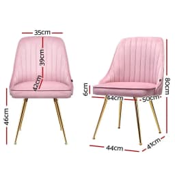 Pink Velvet Channel Tufted Dining Chair Set of 4 Modern Upholstered Accent Chairs for Dining Room and Kitchen