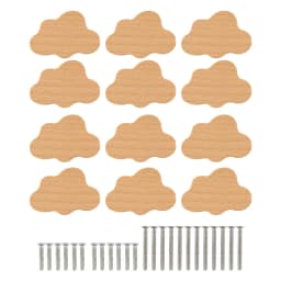 12 PCS Durable Beech Wood Drawer Knobs Cloud-Shaped Wooden Dresser Pulls Boho Dresser Knobs Wood Color For Cabinets, Furniture