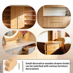 12 PCS Durable Beech Wood Drawer Knobs Cloud-Shaped Wooden Dresser Pulls Boho Dresser Knobs Wood Color For Cabinets, Furniture