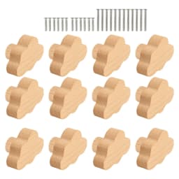 12 PCS Durable Beech Wood Drawer Knobs Cloud-Shaped Wooden Dresser Pulls Boho Dresser Knobs Wood Color For Cabinets, Furniture