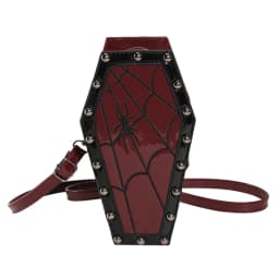 Women Coffin Satchel Purse Strap Adjustable Gothic Coin Purse PU Leather Spider Coffin Bag Y2K Cellphone Bag Halloween Candy Bag