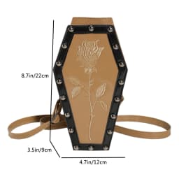 Women Coffin Satchel Purse Strap Adjustable Gothic Coin Purse PU Leather Spider Coffin Bag Y2K Cellphone Bag Halloween Candy Bag