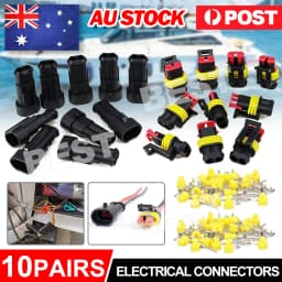 10 Set 2 Pin Waterproof Car Electrical Wire Sealed Connector Plug Cable 12V AU