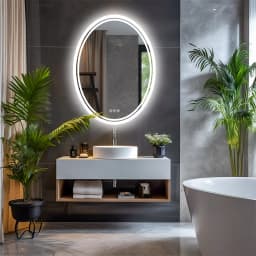 LUVODI Oval LED Bathroom Mirror 60x80cm/24x32in Backlit Vanity Mirror Dimmable 3 Color Anti-Fog Touch Control