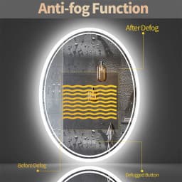LUVODI Oval LED Bathroom Mirror 60x80cm/24x32in Backlit Vanity Mirror Dimmable 3 Color Anti-Fog Touch Control
