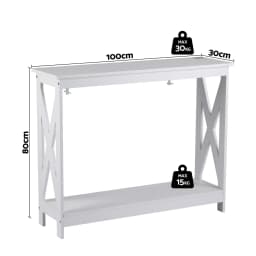 Modern White 2 Tier Narrow Console Table for Entryway Hallway Sofa Side Display 100CM