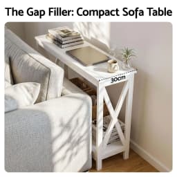 Modern White 2 Tier Narrow Console Table for Entryway Hallway Sofa Side Display 100CM